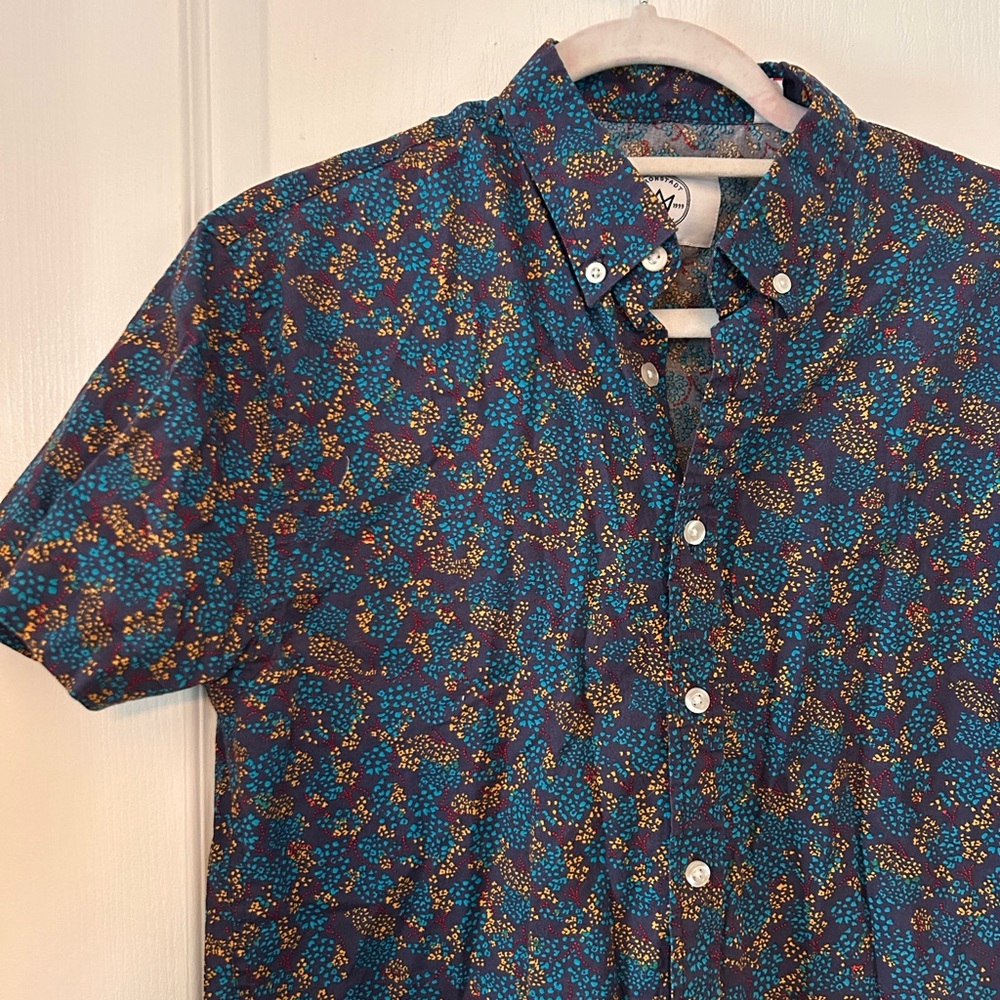 Blue Dress Shirt with Floral Print